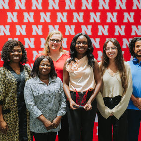 Iverson lab members supporting their lab mate for wining a luminary award